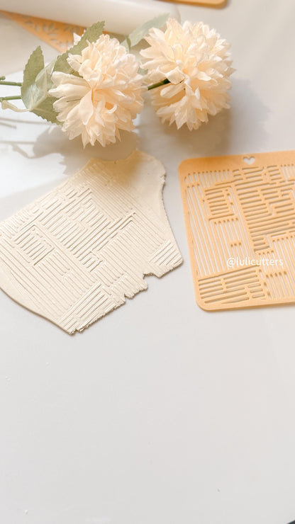Geometric Lines Polymer Clay Stencil Modern Abstract Pattern Texture Sheet for Jewelry and Crafts