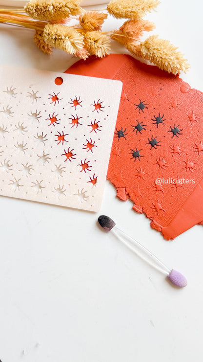 Spider Stencil for Polymer Clay: Halloween Jewelry Texture Template