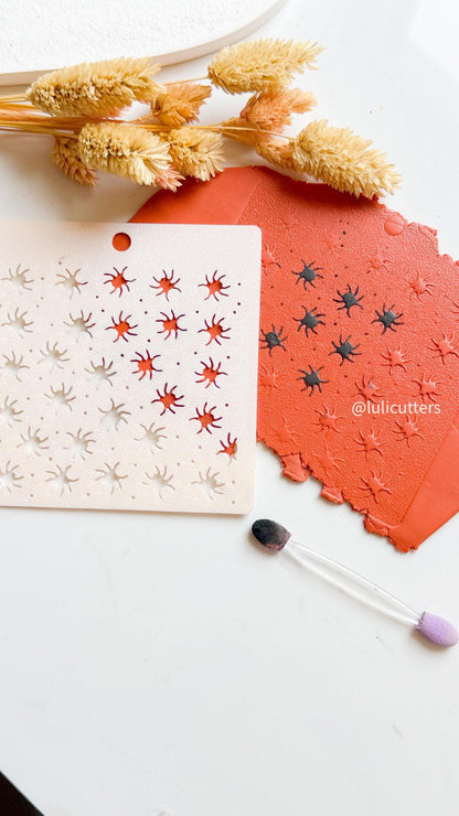 Spider Stencil for Polymer Clay: Halloween Jewelry Texture Template