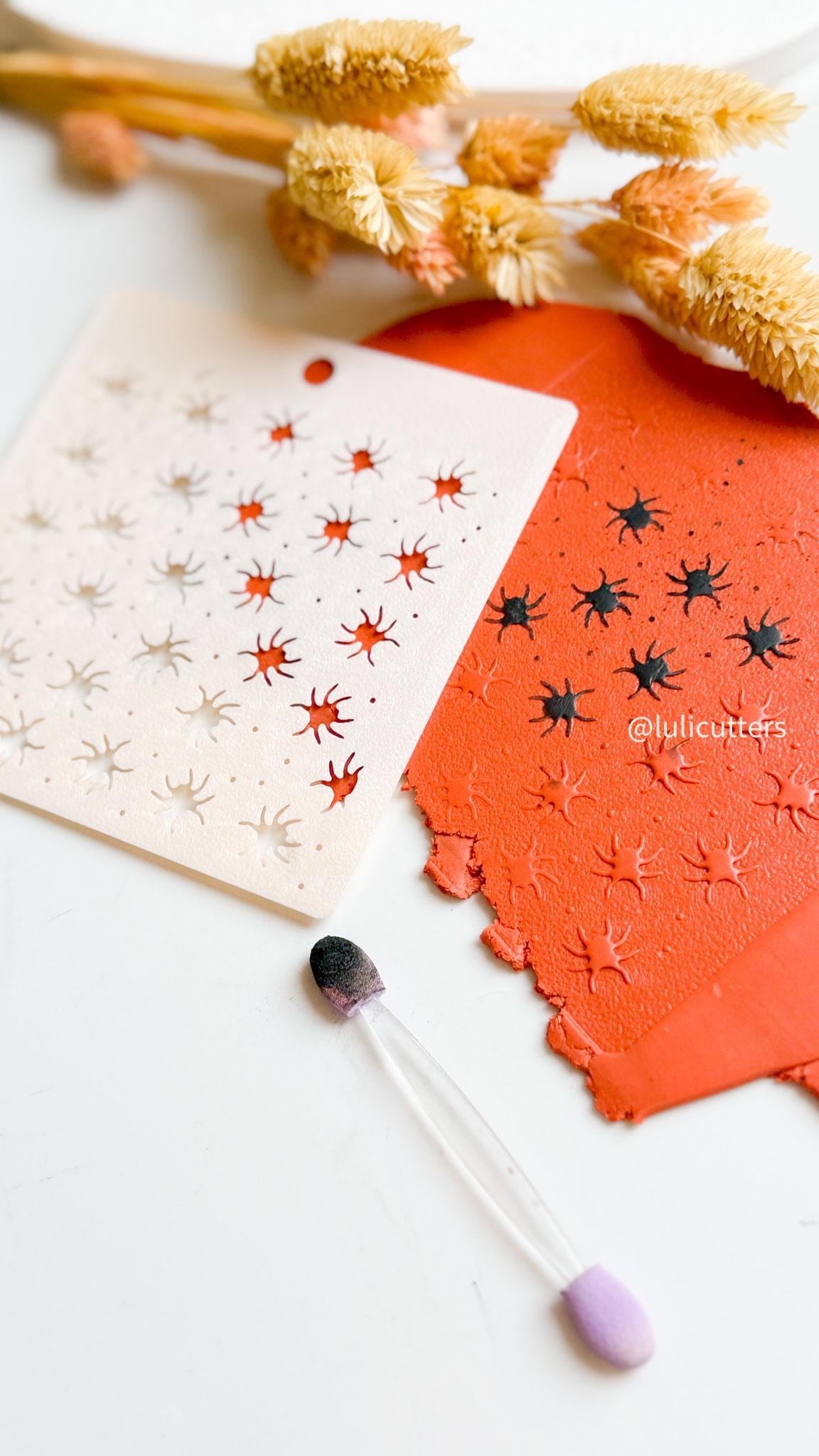 Spider Stencil for Polymer Clay: Halloween Jewelry Texture Template