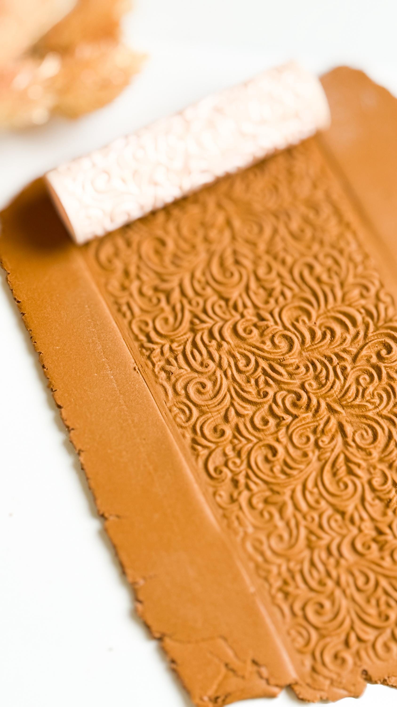 Baroque Swirl Texture Roller for Polymer Clay: Ornate Vine Pattern