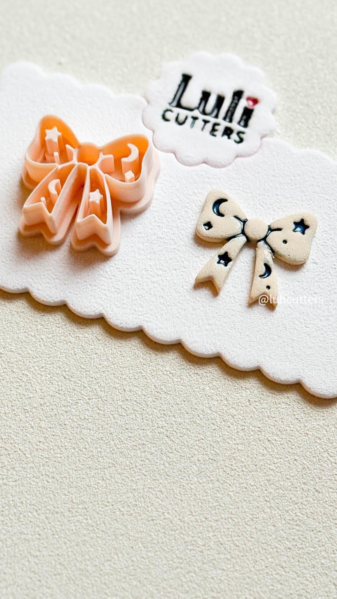 Celestial Bow Clay Cutter 30mm Earring or Charm Cutter with Star & Moon Imprints