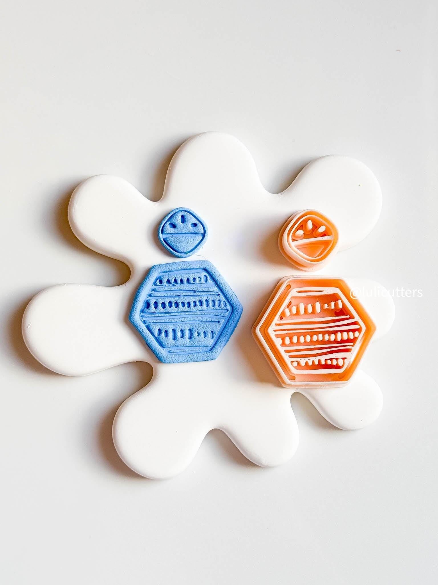 Geometric Hexagon Clay Cutter Set: Tribal Texture, Polymer Clay Earrings