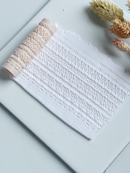 Geometric Tribal Pattern Polymer Clay Roller Embossing Texture Tool