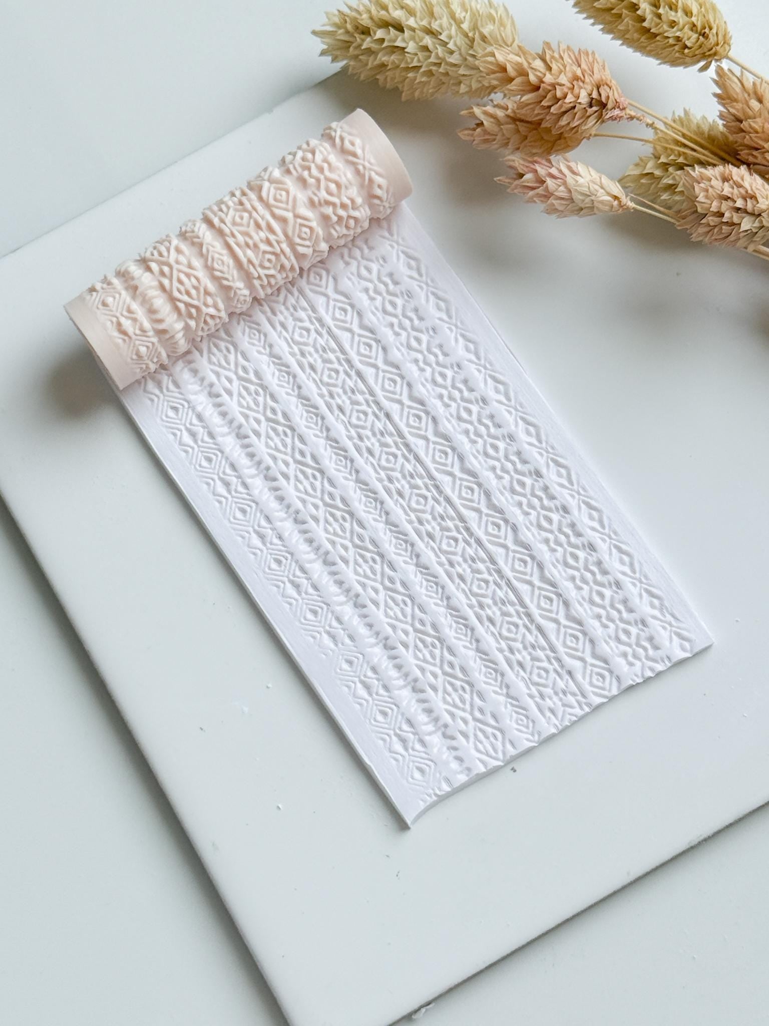 Geometric Tribal Pattern Polymer Clay Roller Embossing Texture Tool