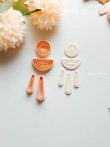 Geometric Clay Earring Cutter Set Includes Arch Drop + Circle + Half Moon Topper