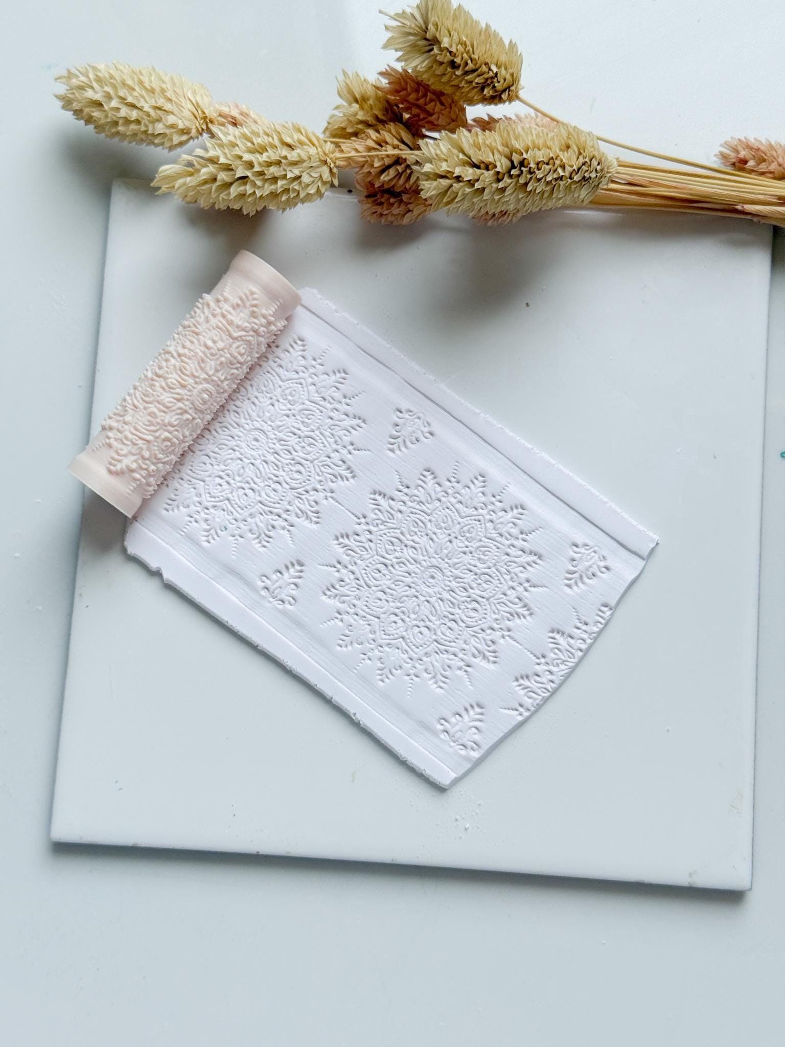 Lace Floral Pattern Polymer Clay Roller Embossing Texture Tool