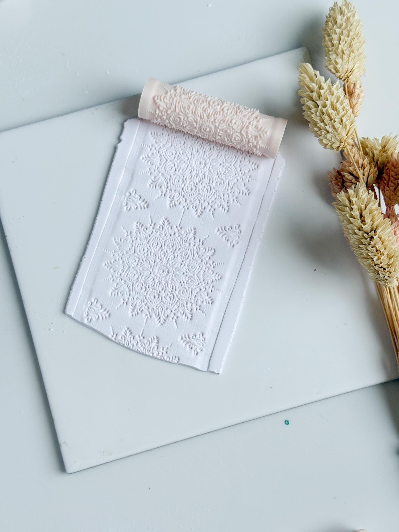 Lace Floral Pattern Polymer Clay Roller Embossing Texture Tool