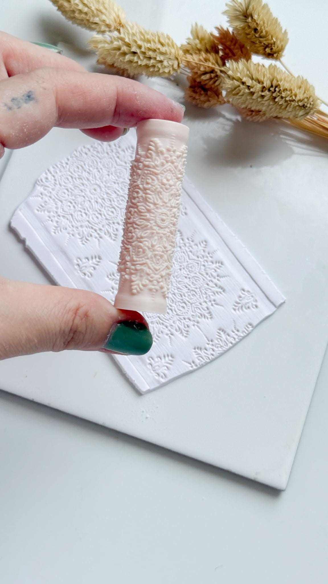 Lace Floral Pattern Polymer Clay Roller Embossing Texture Tool