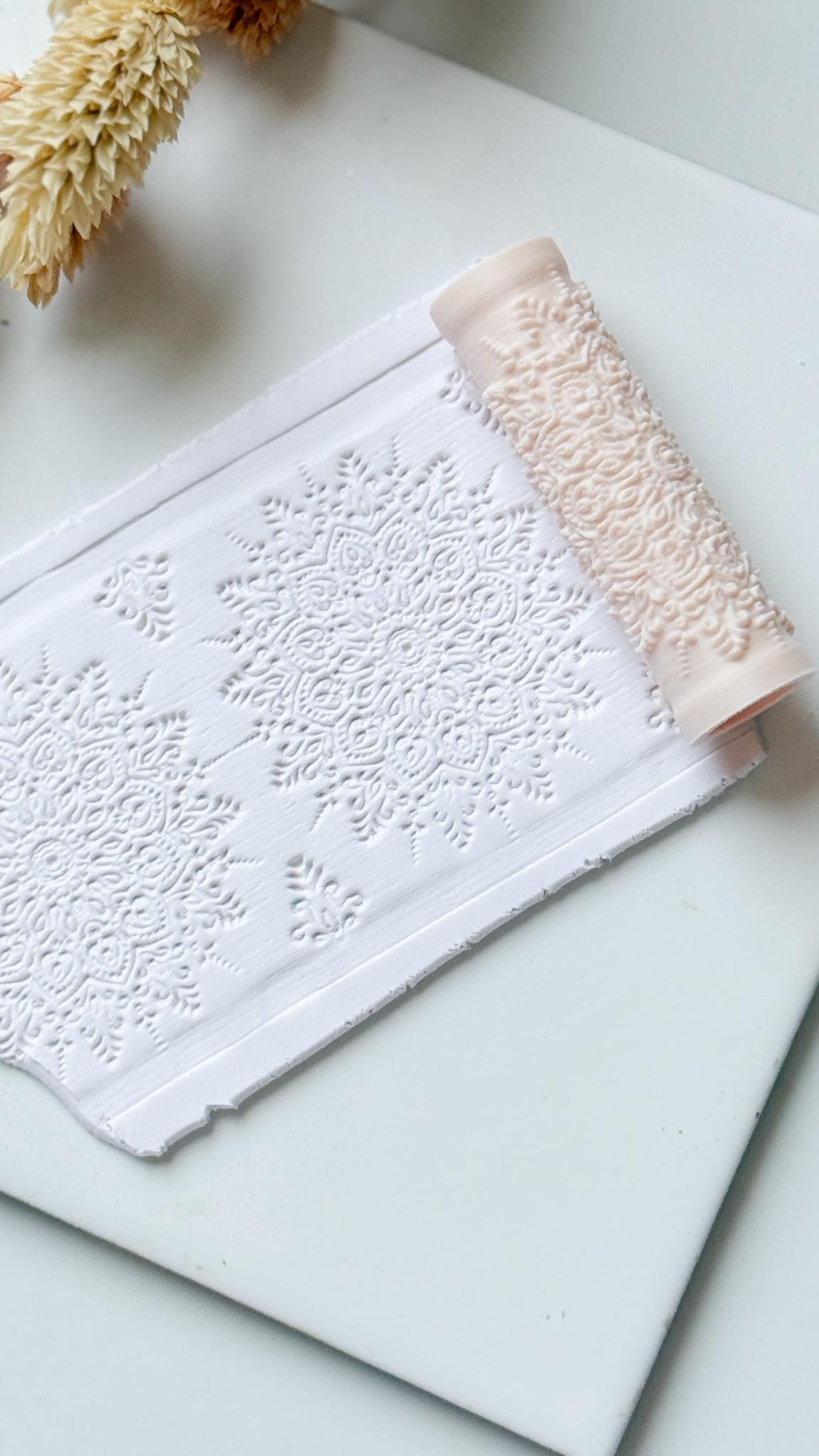 Lace Floral Pattern Polymer Clay Roller Embossing Texture Tool