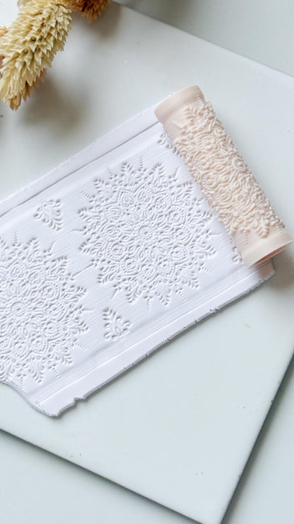 Lace Floral Pattern Polymer Clay Roller Embossing Texture Tool