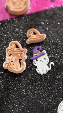 Witch Cat Polymer Clay Cutter Set: Halloween Earrings, Charms