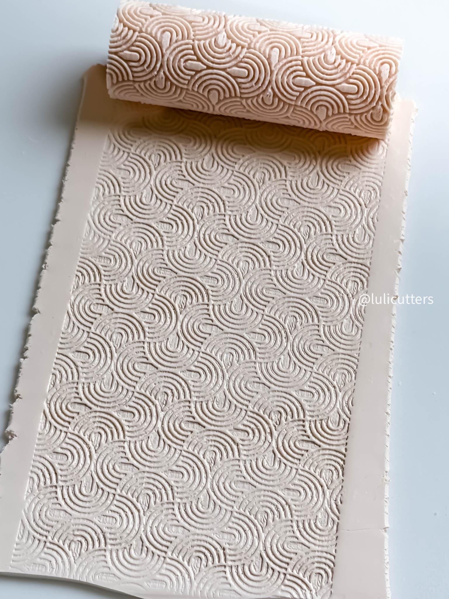 Geometric Retro Texture Roller: Polymer Clay Tile Pattern