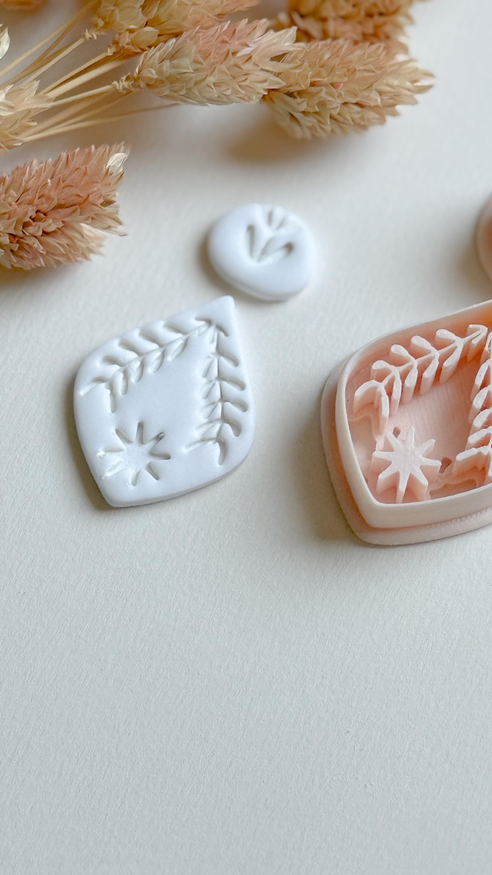 Leaf Frame & Flower Topper Cutter Set: Polymer Clay Jewelry Mold