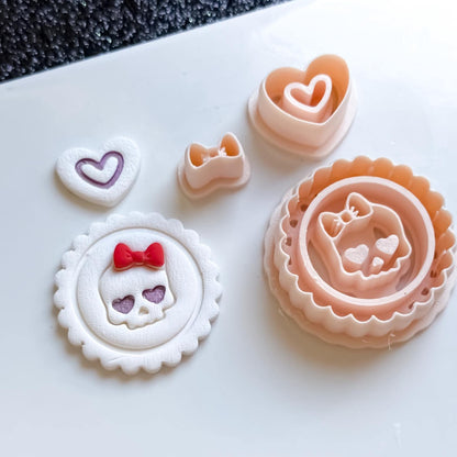 Skull Cameo Clay Cutter Set: Halloween Polymer Clay Earring Mold
