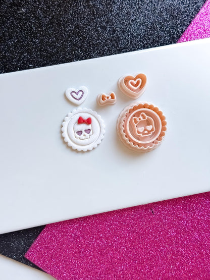 Skull Cameo Clay Cutter Set: Halloween Polymer Clay Earring Mold