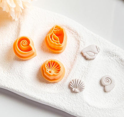 Seashell Polymer Clay Earring Cutters: Conch, Scallop & Spiral