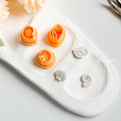Seashell Polymer Clay Earring Cutters: Conch, Scallop & Spiral
