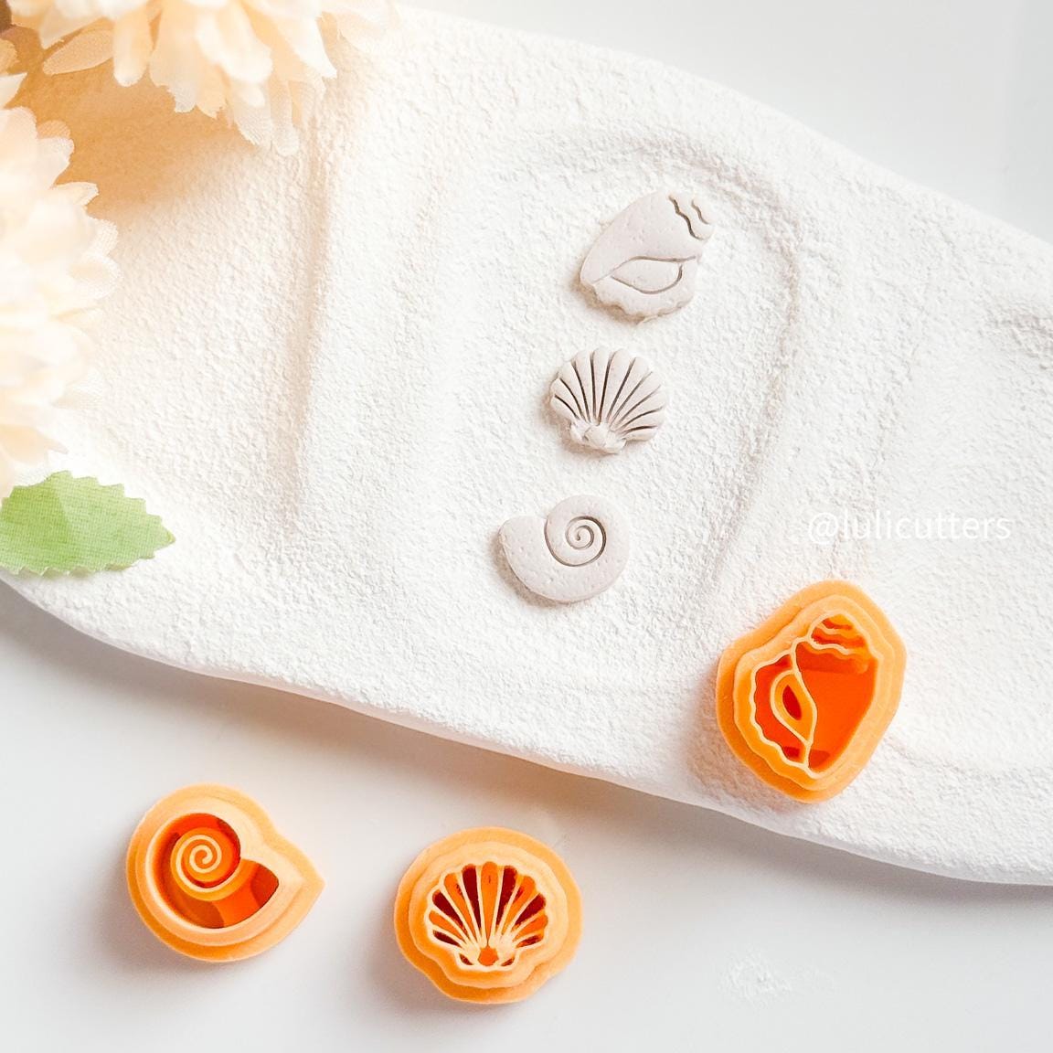 Seashell Polymer Clay Earring Cutters: Conch, Scallop & Spiral