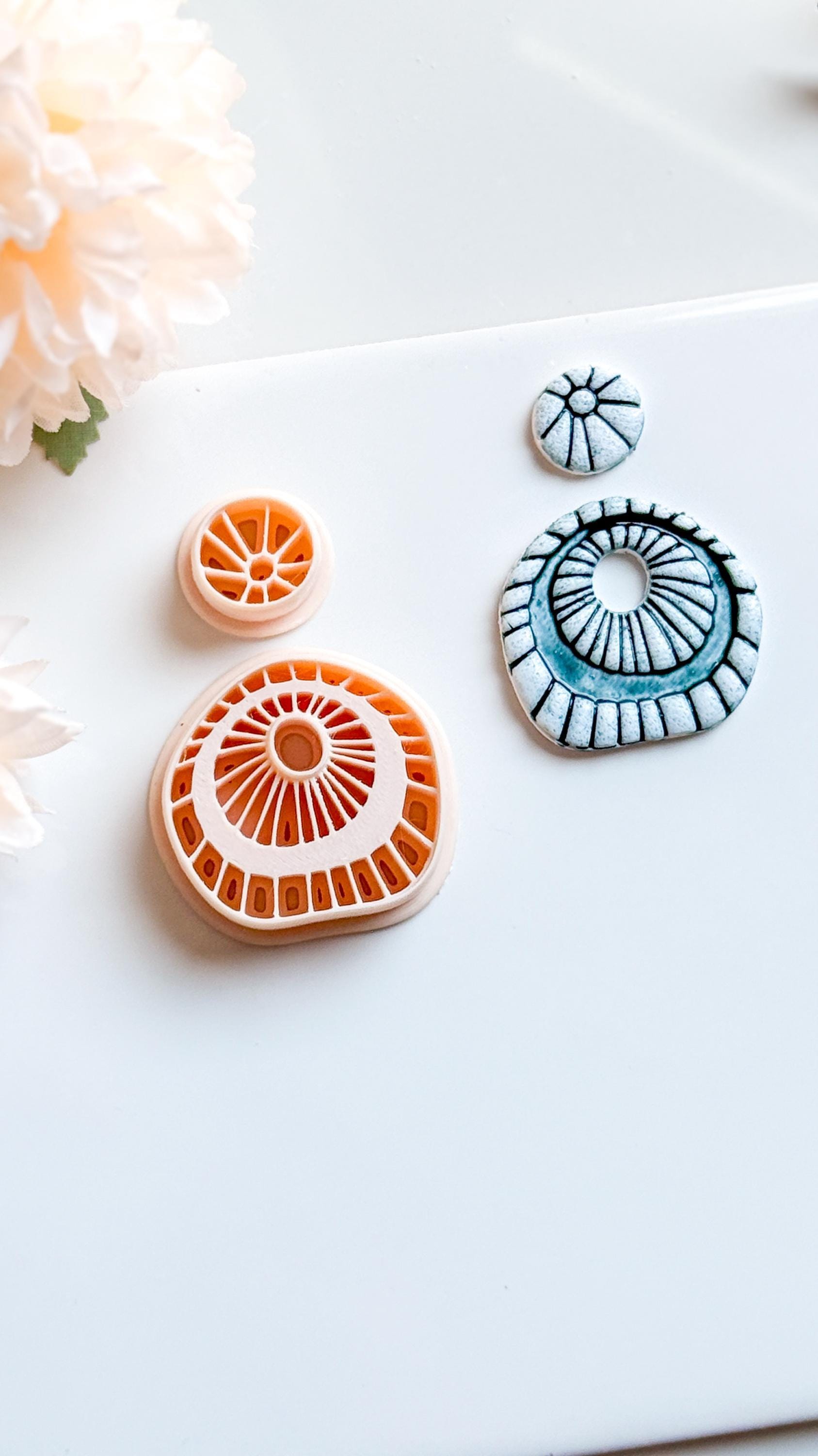 Rustic Ceramic Clay Earring Cutter Set: Boho Debossed Texture