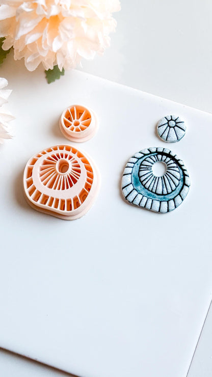 Rustic Ceramic Clay Earring Cutter Set: Boho Debossed Texture