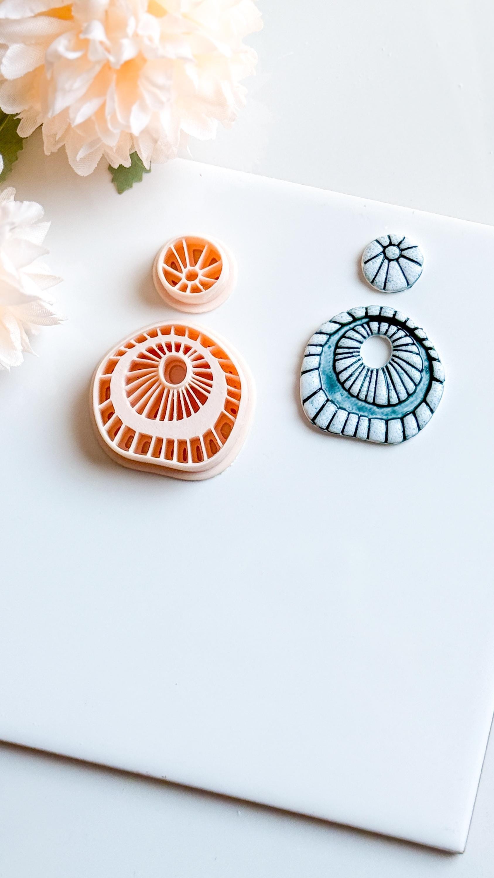 Rustic Ceramic Clay Earring Cutter Set: Boho Debossed Texture