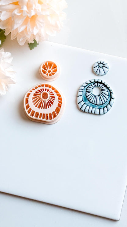 Rustic Ceramic Clay Earring Cutter Set: Boho Debossed Texture