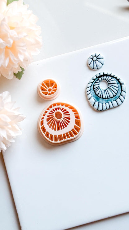 Rustic Ceramic Clay Earring Cutter Set: Boho Debossed Texture