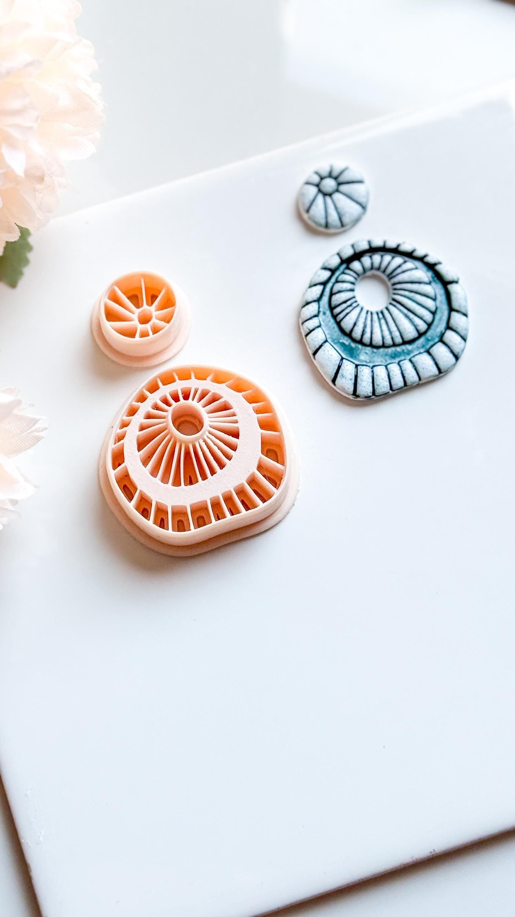 Rustic Ceramic Clay Earring Cutter Set: Boho Debossed Texture