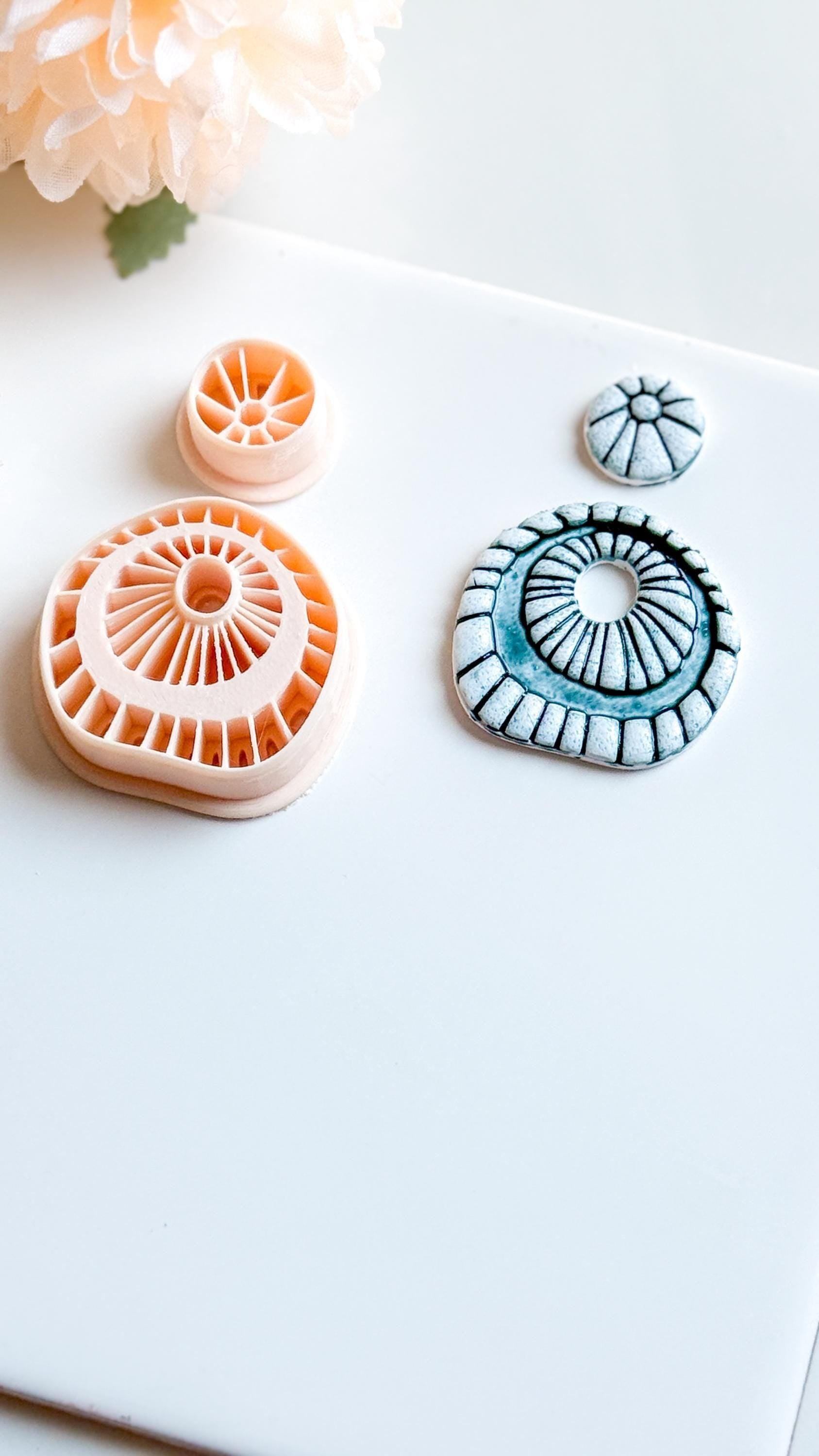 Rustic Ceramic Clay Earring Cutter Set: Boho Debossed Texture
