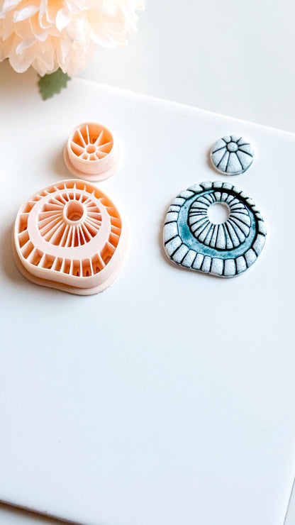 Rustic Ceramic Clay Earring Cutter Set: Boho Debossed Texture