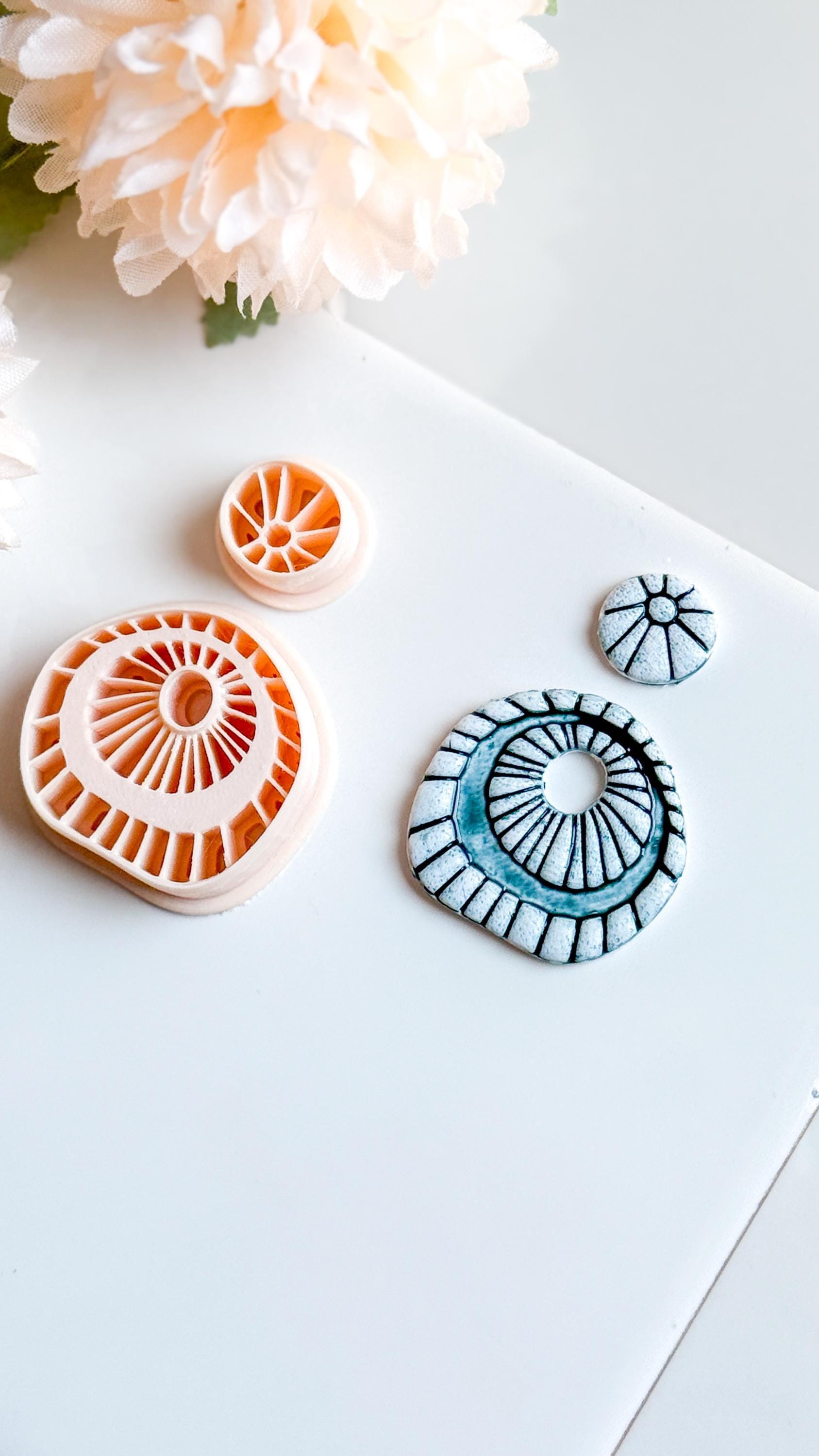 Rustic Ceramic Clay Earring Cutter Set: Boho Debossed Texture