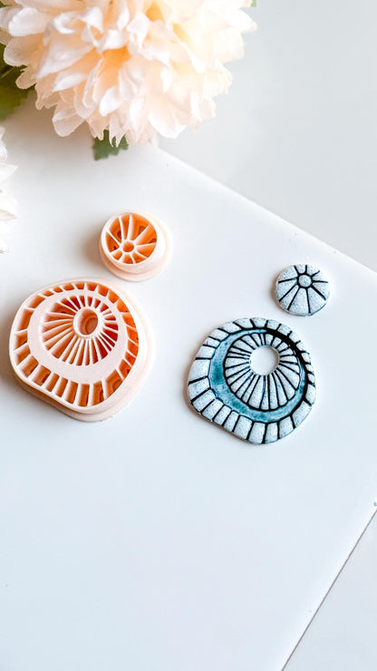 Rustic Ceramic Clay Earring Cutter Set: Boho Debossed Texture