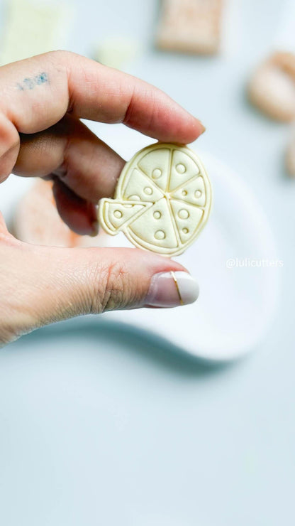 Pizza Slice Earring Cutter Fun Imprint Design with Toppings and Crust (35 mm)
