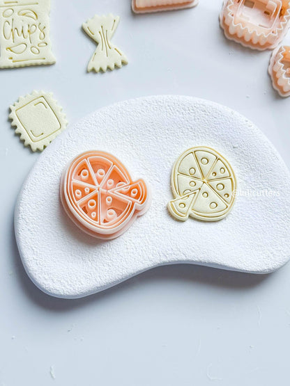 Pizza Slice Earring Cutter Fun Imprint Design with Toppings and Crust (35 mm)