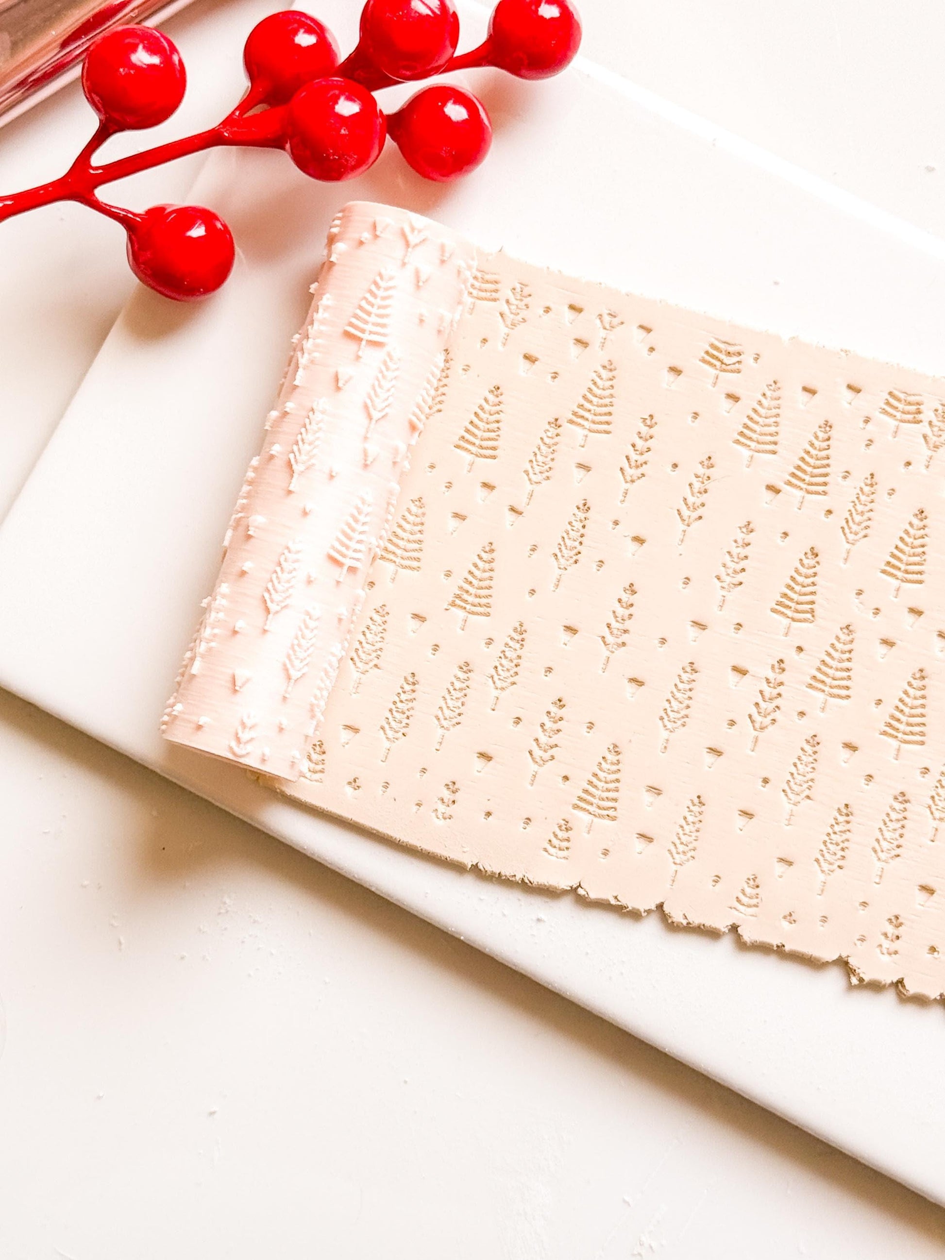 Polymer Clay Emboss Roller Winter Forest Tree Texture