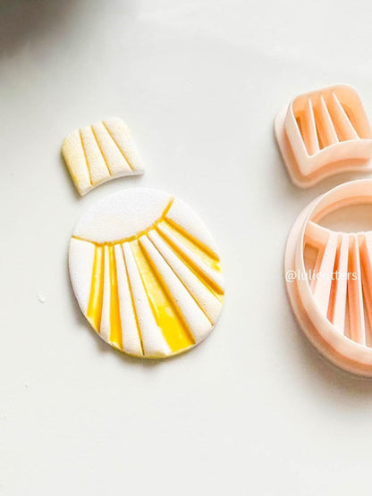 Sunburst Clay Cutter Set Faux Ceramic Art Deco Design