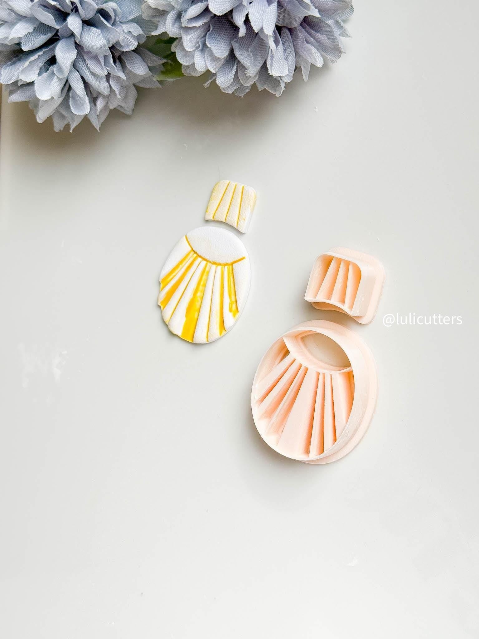 Sunburst Clay Cutter Set Faux Ceramic Art Deco Design
