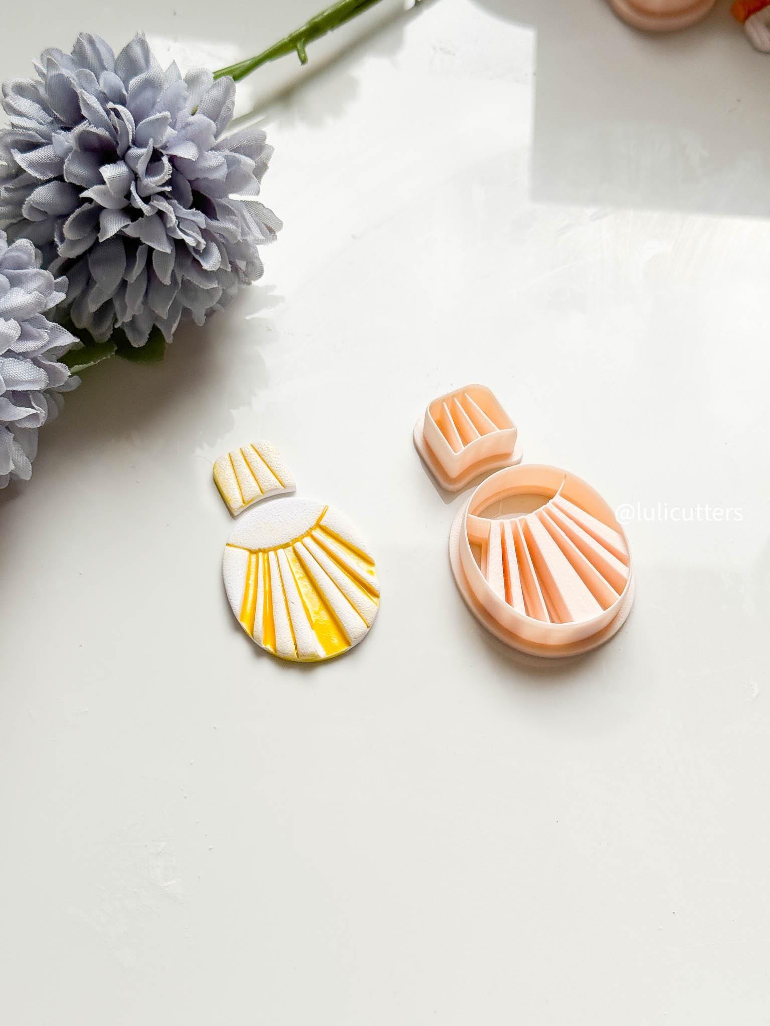 Sunburst Clay Cutter Set Faux Ceramic Art Deco Design
