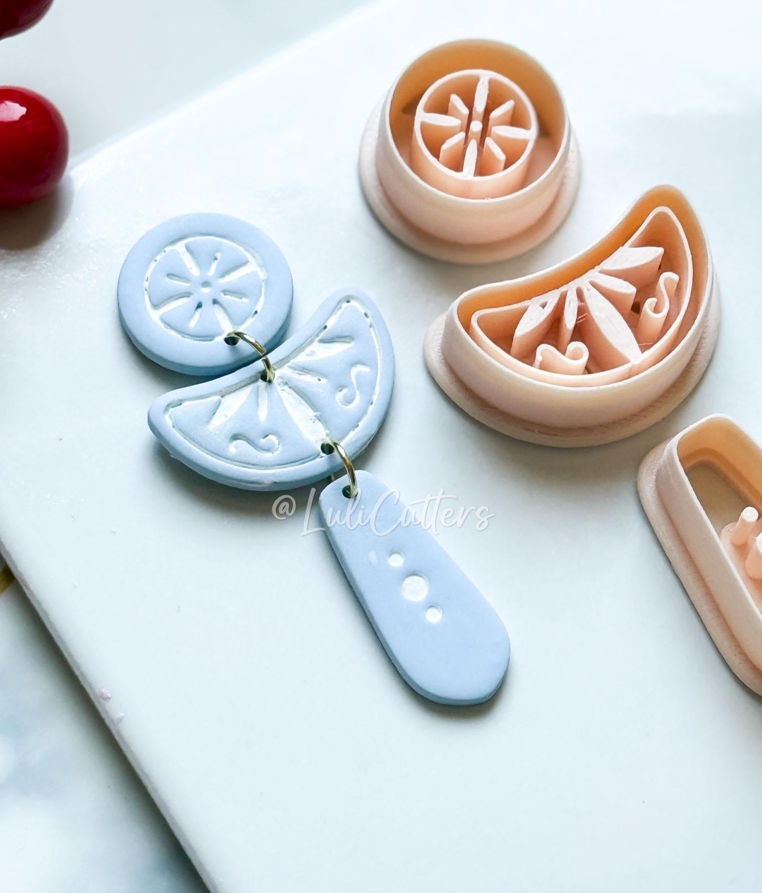 Boho Rosette & Crescent Polymer Clay Cutter Set 3 Piece Earring Drop Shapes