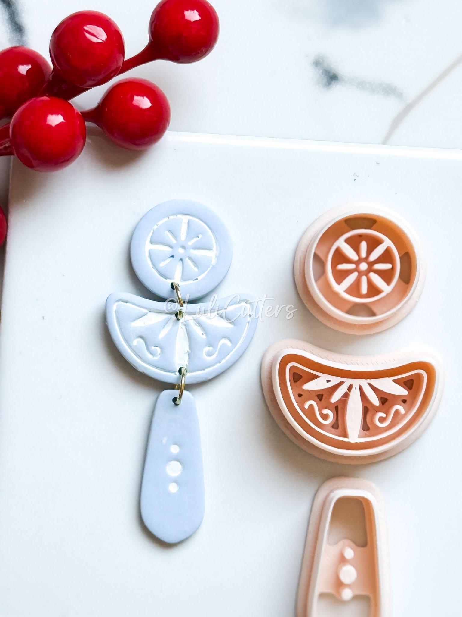 Boho Rosette & Crescent Polymer Clay Cutter Set 3 Piece Earring Drop Shapes