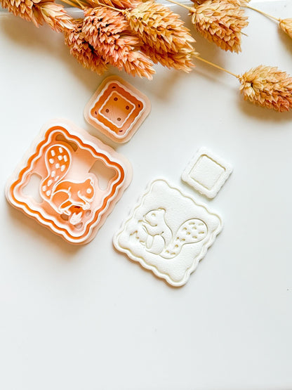 Squirrel Frame Clay Earring Cutter Set: Acorn & Forest Polymer Clay Tools