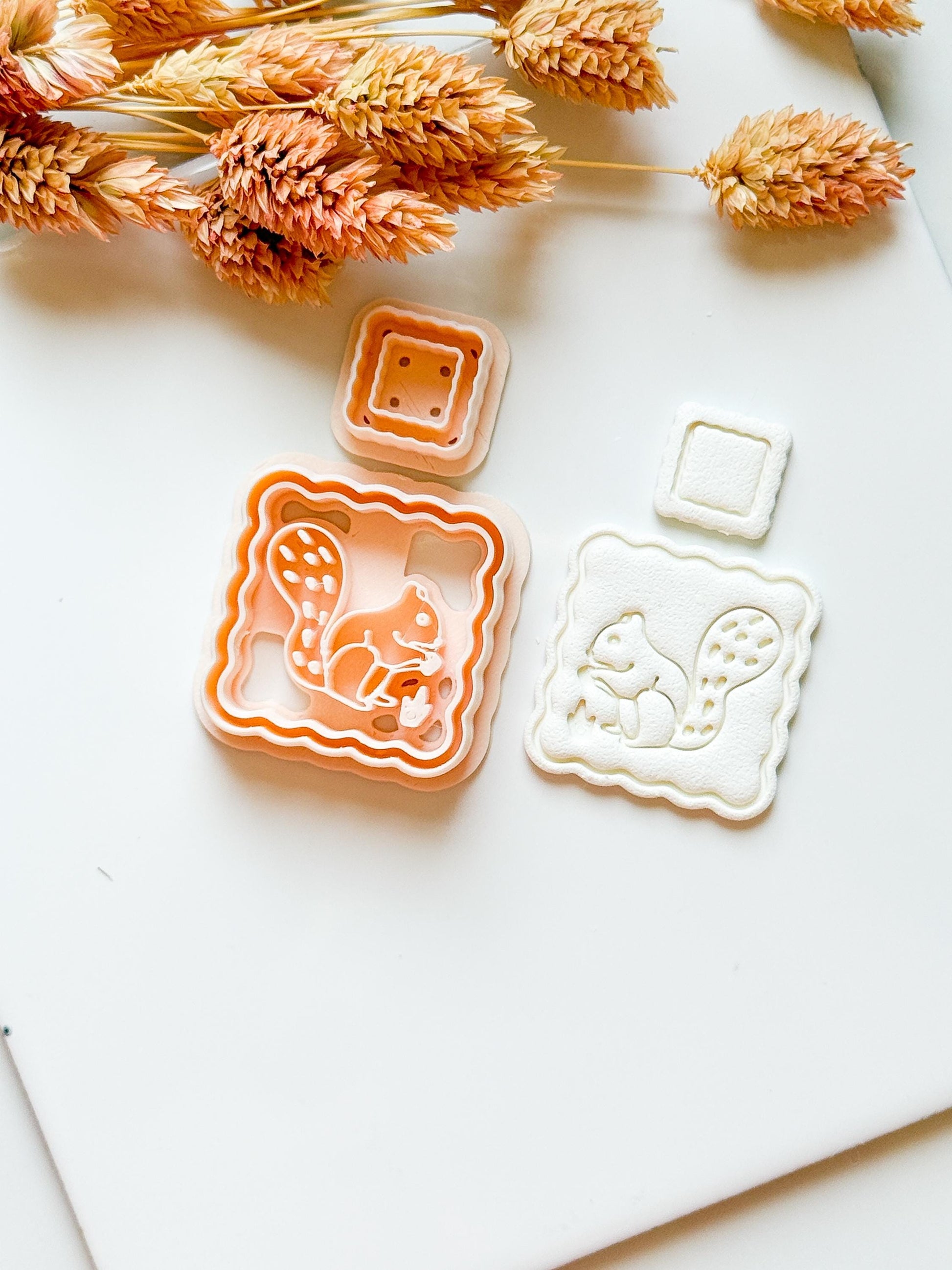 Squirrel Frame Clay Earring Cutter Set: Acorn & Forest Polymer Clay Tools