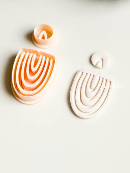Organic Debossed Clay Earring Cutter Set Includes Arch-Like Base + Circle Topper
