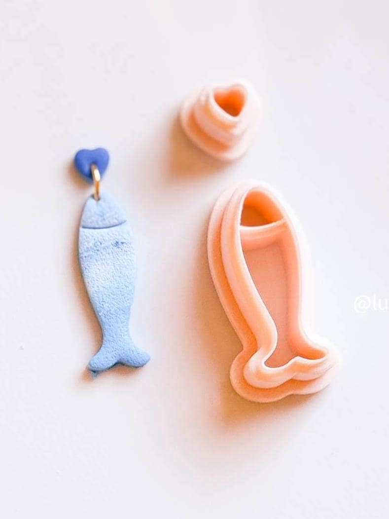 Fish Earring Cutter with Heart Top 2-Piece Polymer Clay Cutter Set