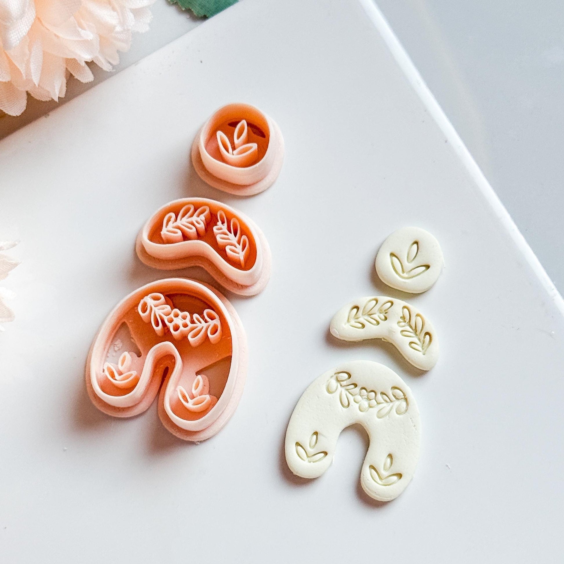 Botanical Arch Polymer Clay Cutter Set: Floral Embossed Earring Molds