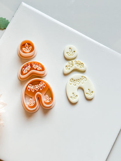 Botanical Arch Polymer Clay Cutter Set: Floral Embossed Earring Molds