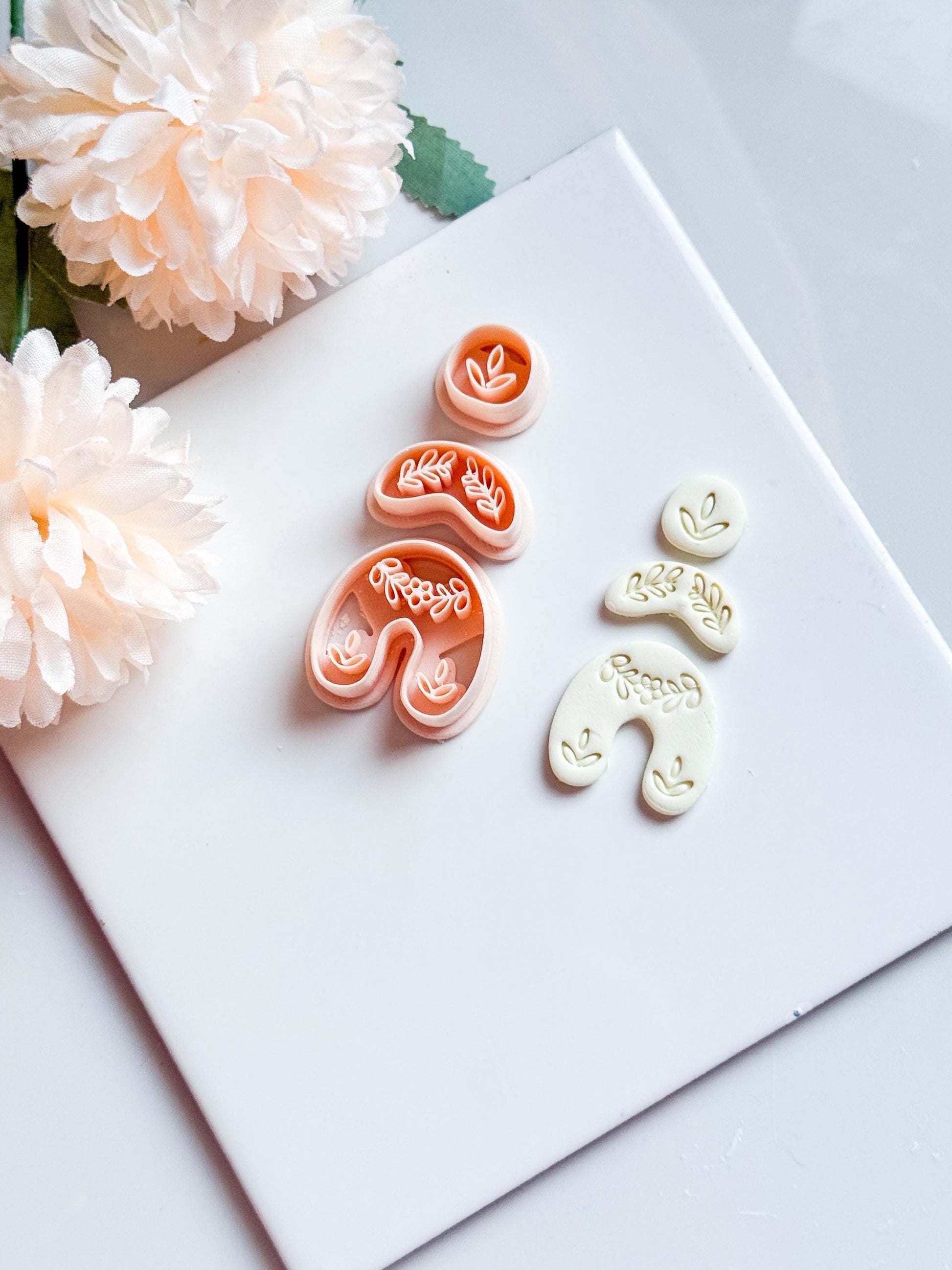 Botanical Arch Polymer Clay Cutter Set: Floral Embossed Earring Molds