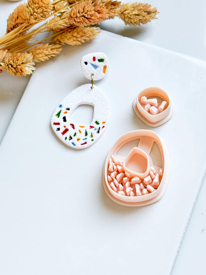 Terrazzo Polymer Clay Cutter: Oval Shard Stamp for Statement Earrings