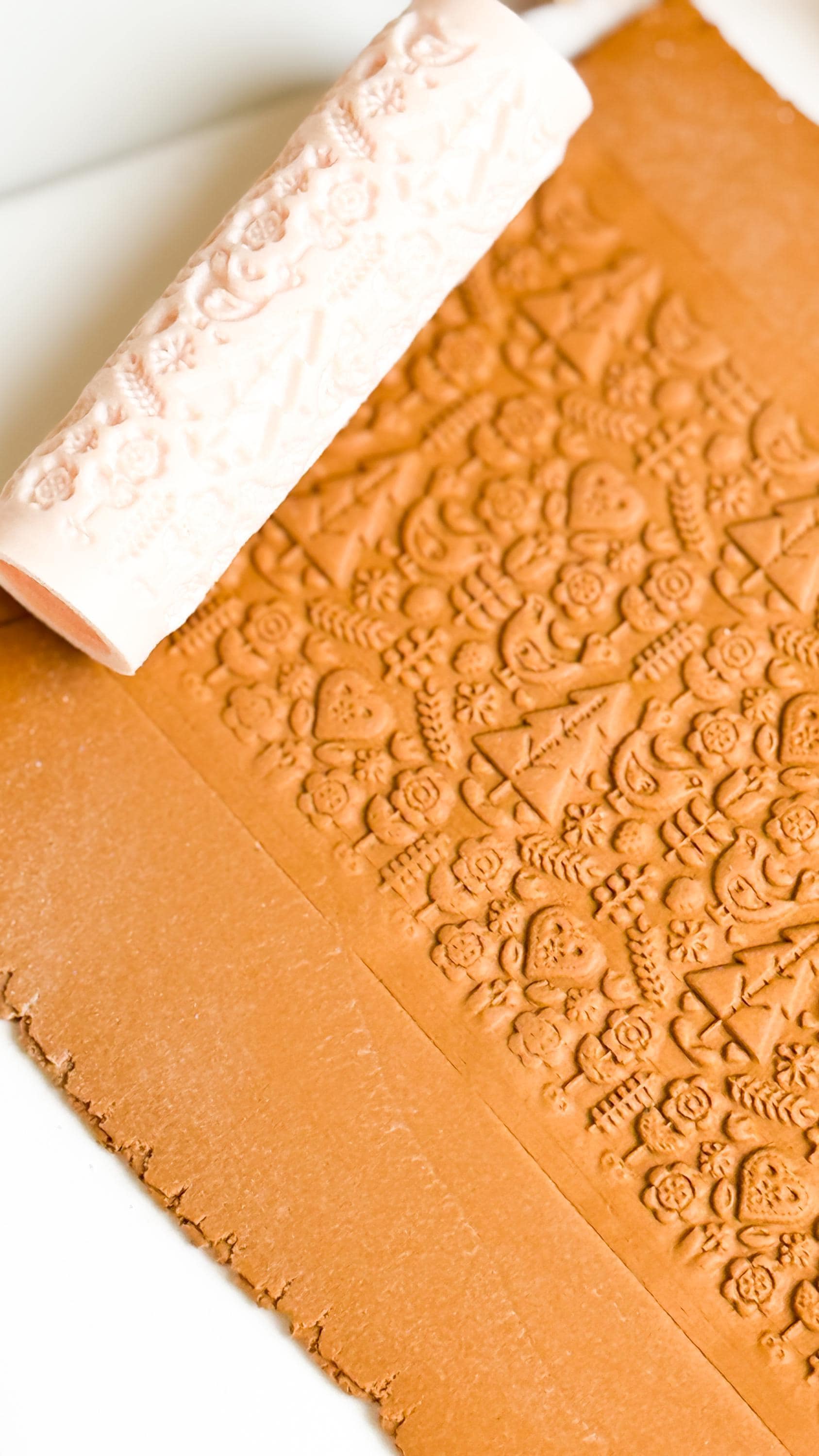 Folk Forest Texture Roller: Nordic Polymer Clay, Rustic Jewelry